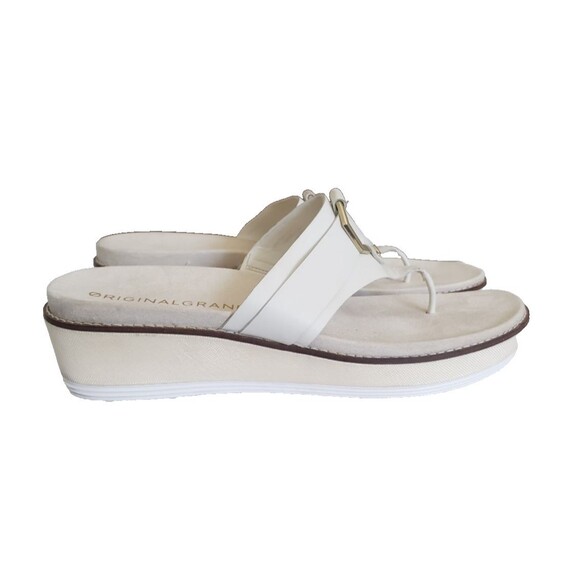 Cole Haan Original Grand Flatform Ivory Leather Thong Sandals  Women's Size 10B - Picture 5 of 11